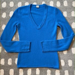 JCrew 100% Cashmere V Neck Sweater in Cornflower / Cerulean Blue Size XS